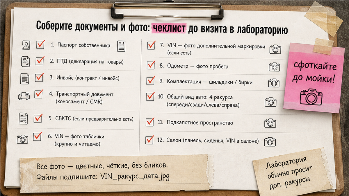 Чеклист документов и фото перед визитом в лабораторию СБКТС